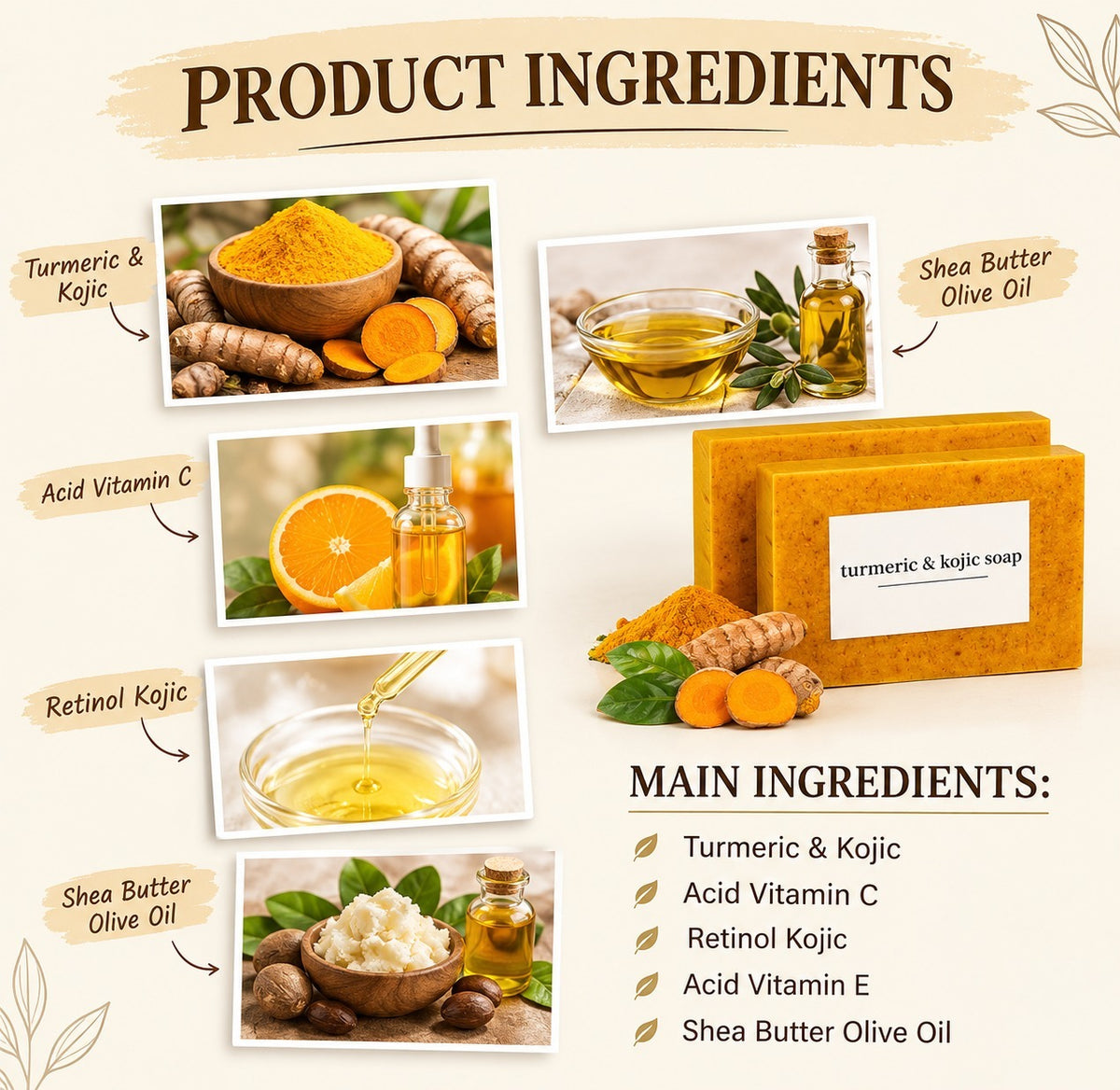 Turmeri & Kojic Acid Handmade Soap